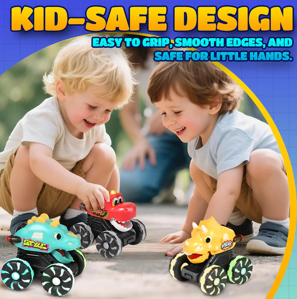 🚗 Press & Go Dino Truck Toy with Motion Activated Light for Toddlers